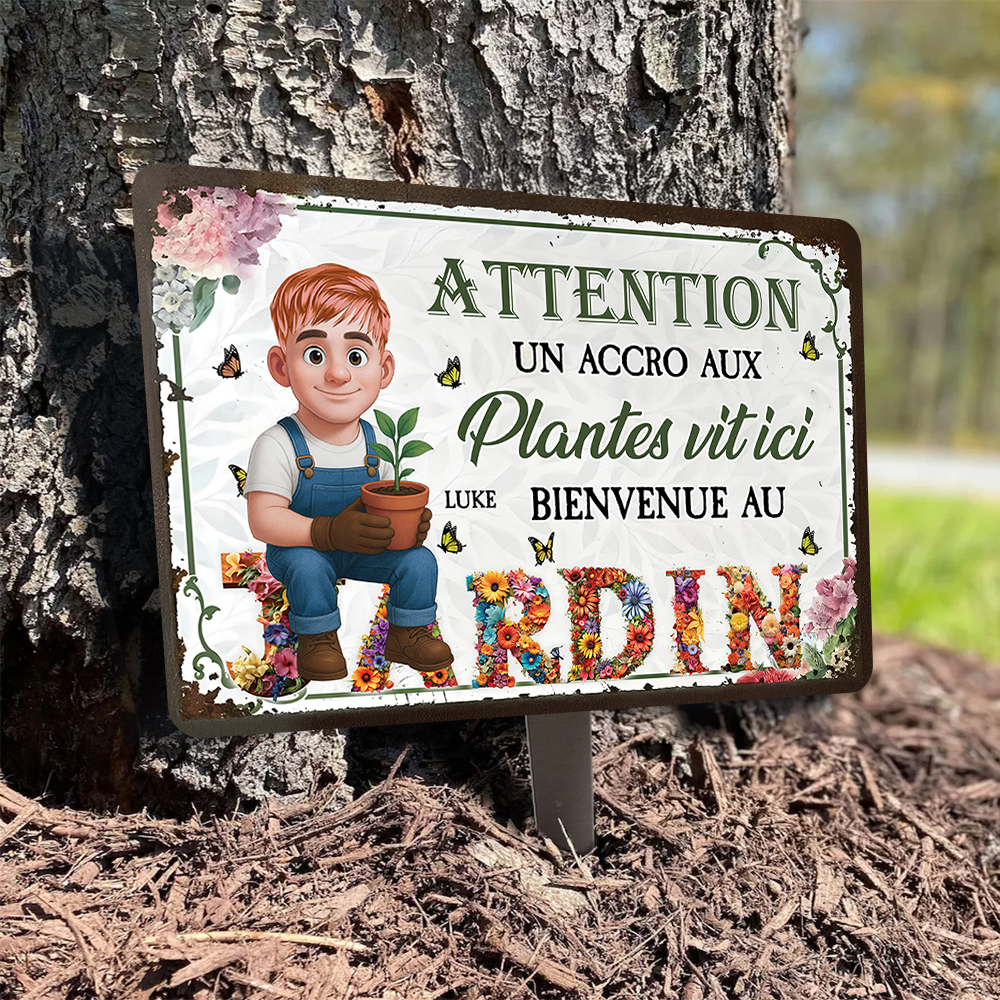 Un Accro Aux Plantes Vit Ici Bienvenue Au Jardin – Piquet De Jardin En Métal