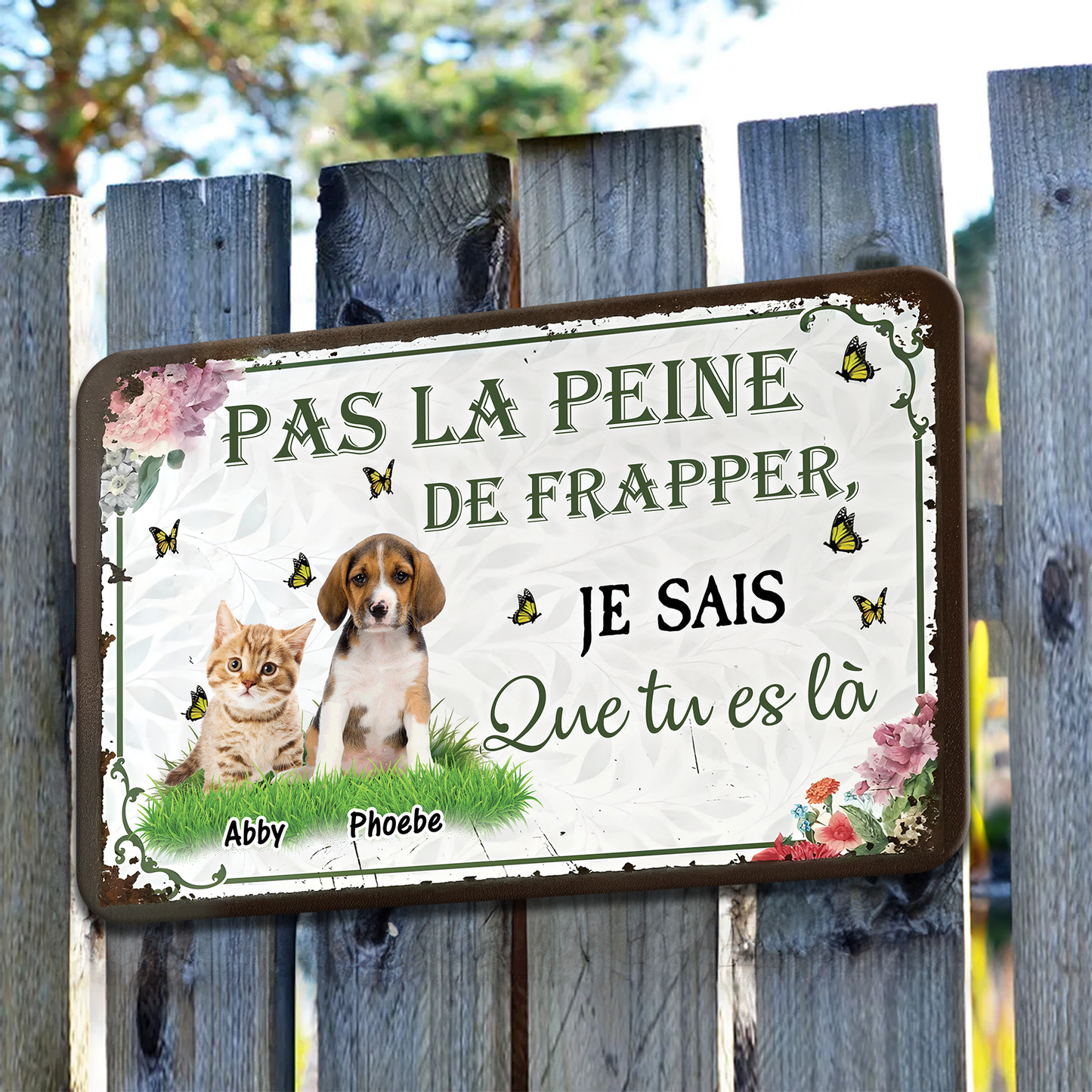 Pas La Peine De Frapper – Plaque En Métal Personnalisée