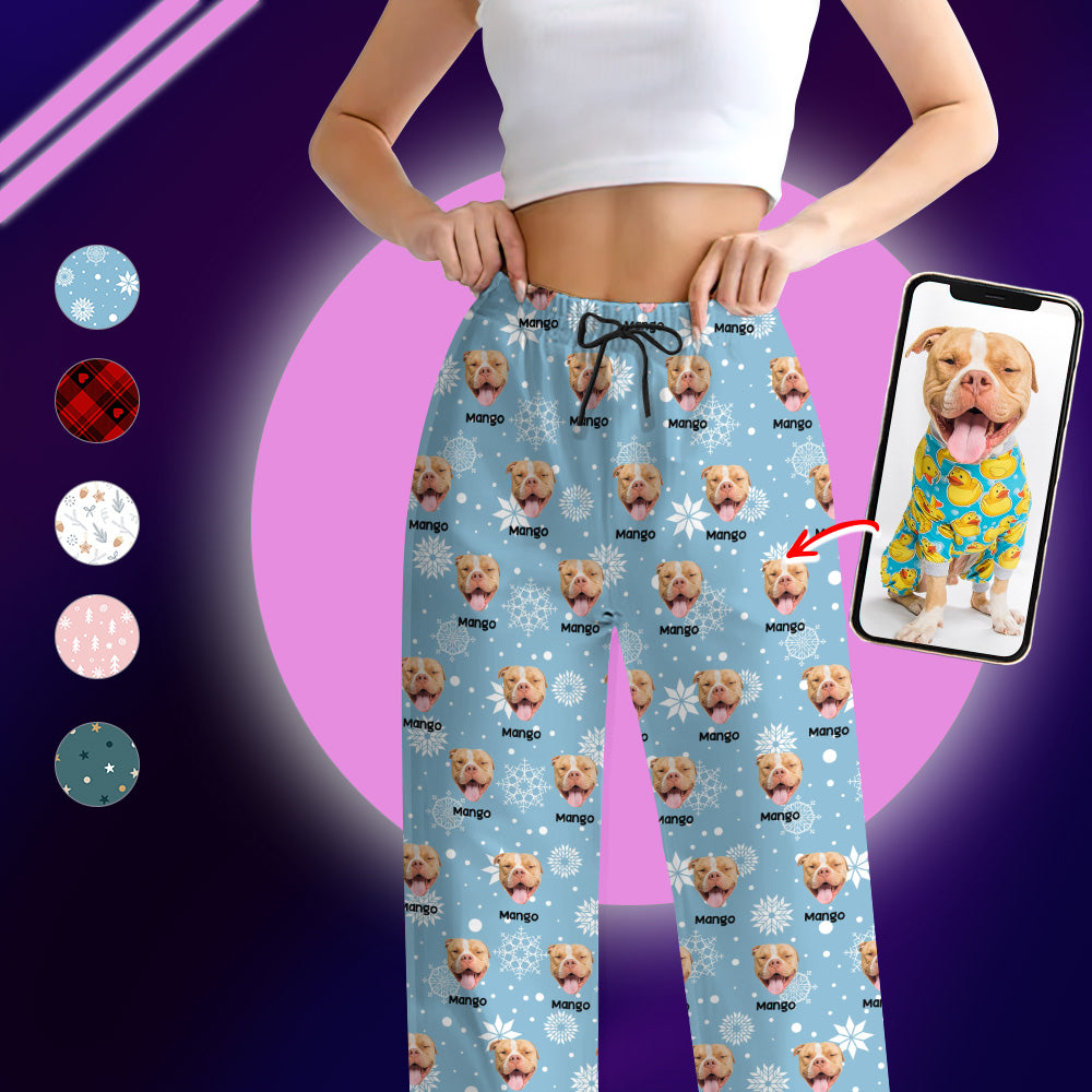 Ensemble de Pyjama Personnalisé avec Photo et Nom - Pyjama de Noël Personnalisé - Chemise de Nuit - Pyjamas Assortis