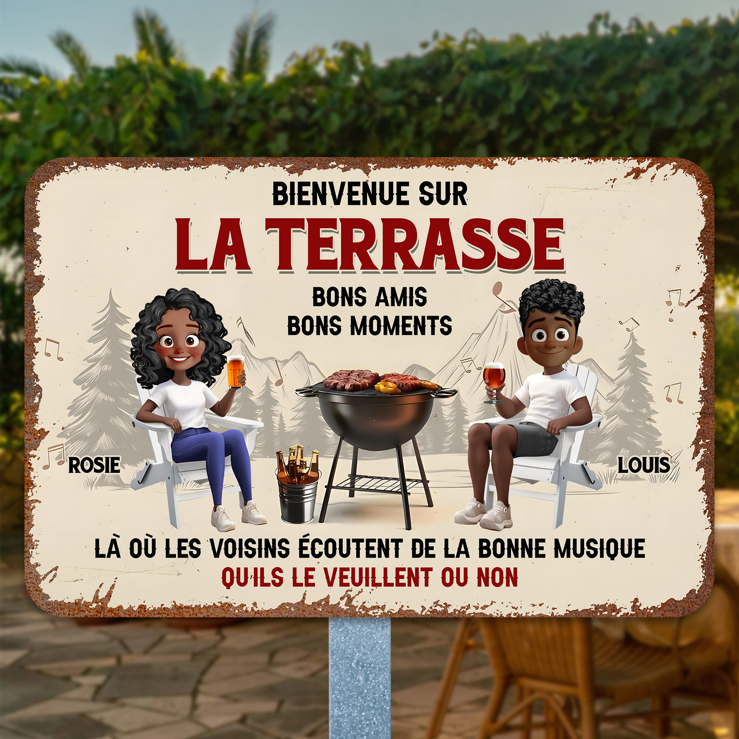 Bienvenue Sur La Terrasse – Plaque En Métal Personnalisée