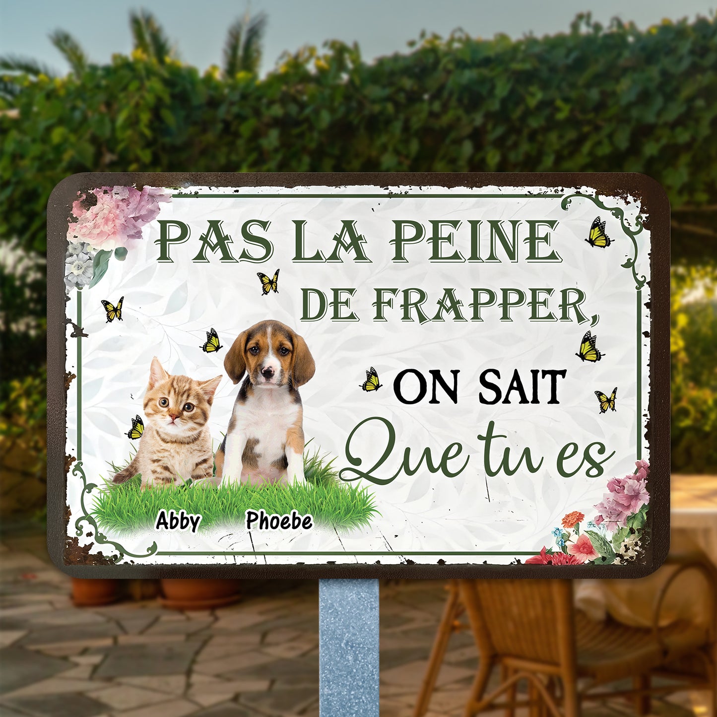 Pas La Peine De Frapper – Plaque En Métal Personnalisée