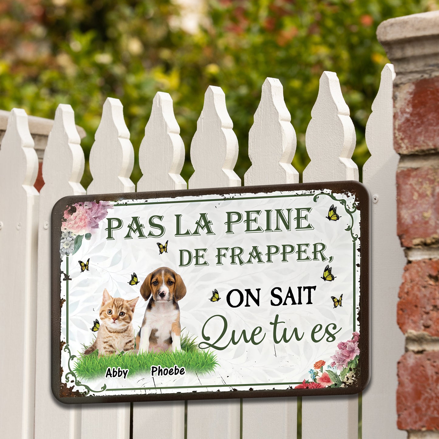 Pas La Peine De Frapper – Plaque En Métal Personnalisée