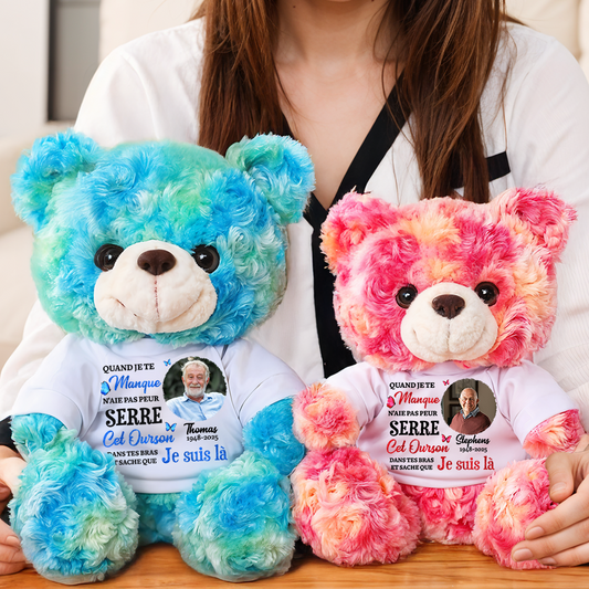 Quand Je Te Manque N'aie Pas Peur- Ours En Peluche en T-shirt Personnalisé avec Photo