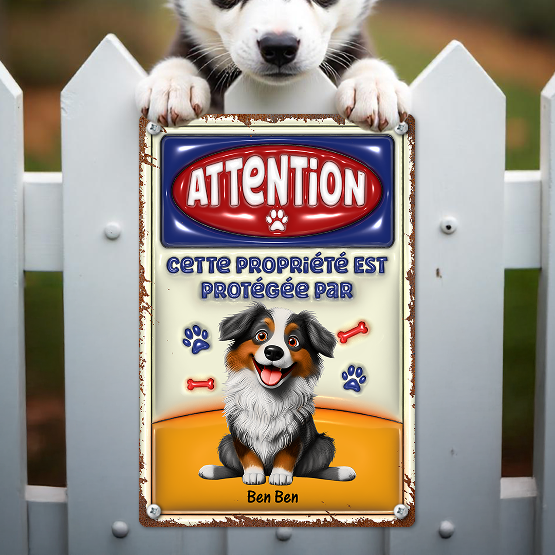 Cette Propriété Est Protégée Par - Plaque En Métal Personnalisée