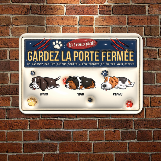 S'il Vous Plaît- Plaque De Porte Humoristique De Chien En Métal À Personnaliser