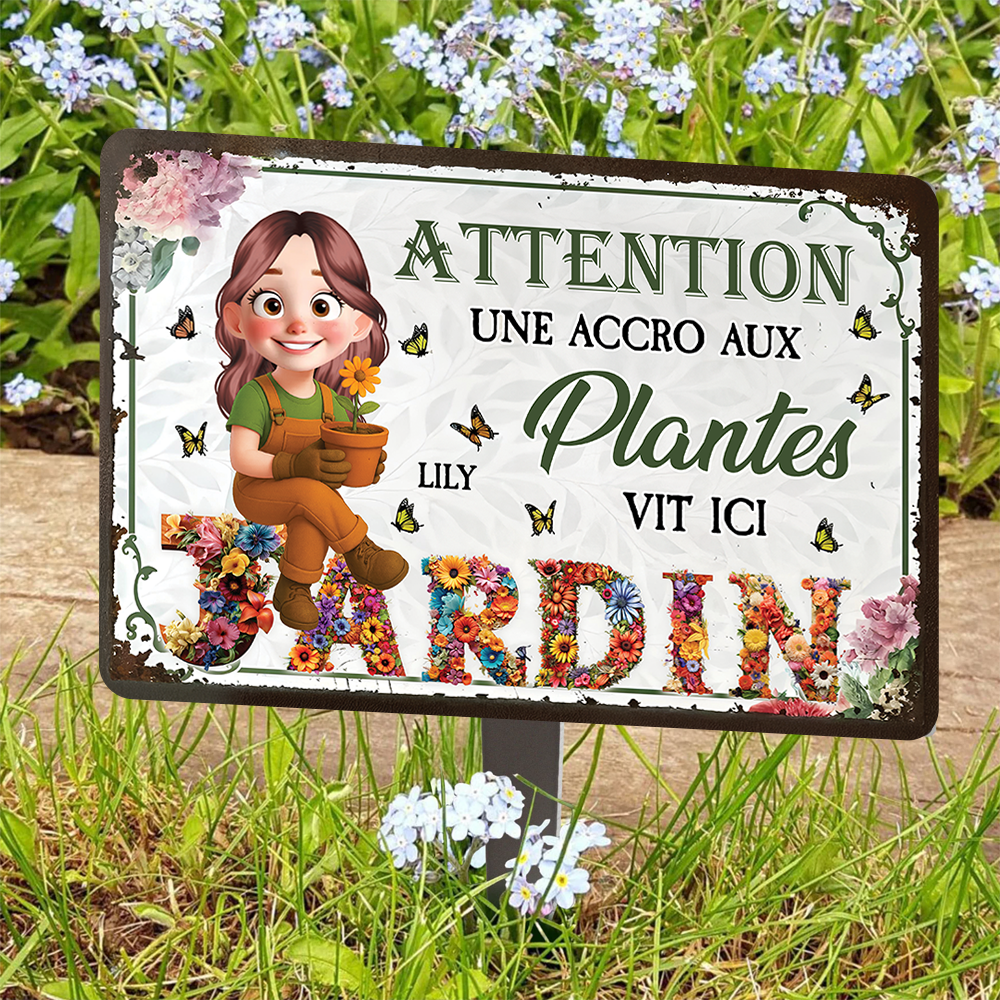 Une Accro Aux Plantes Vit Ici – Piquet De Jardin En Métal