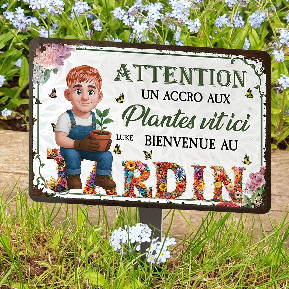 Un Accro Aux Plantes Vit Ici Bienvenue Au Jardin – Piquet De Jardin En Métal
