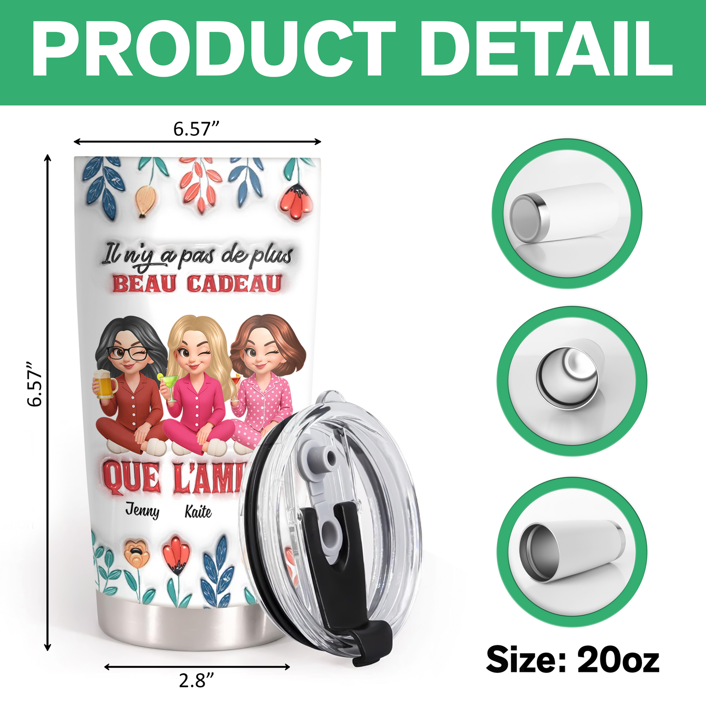 Il N'y A Pas De Plus Beau Cadeau Que L'amitié Fleur - Gobelet 590ml Personnalisé