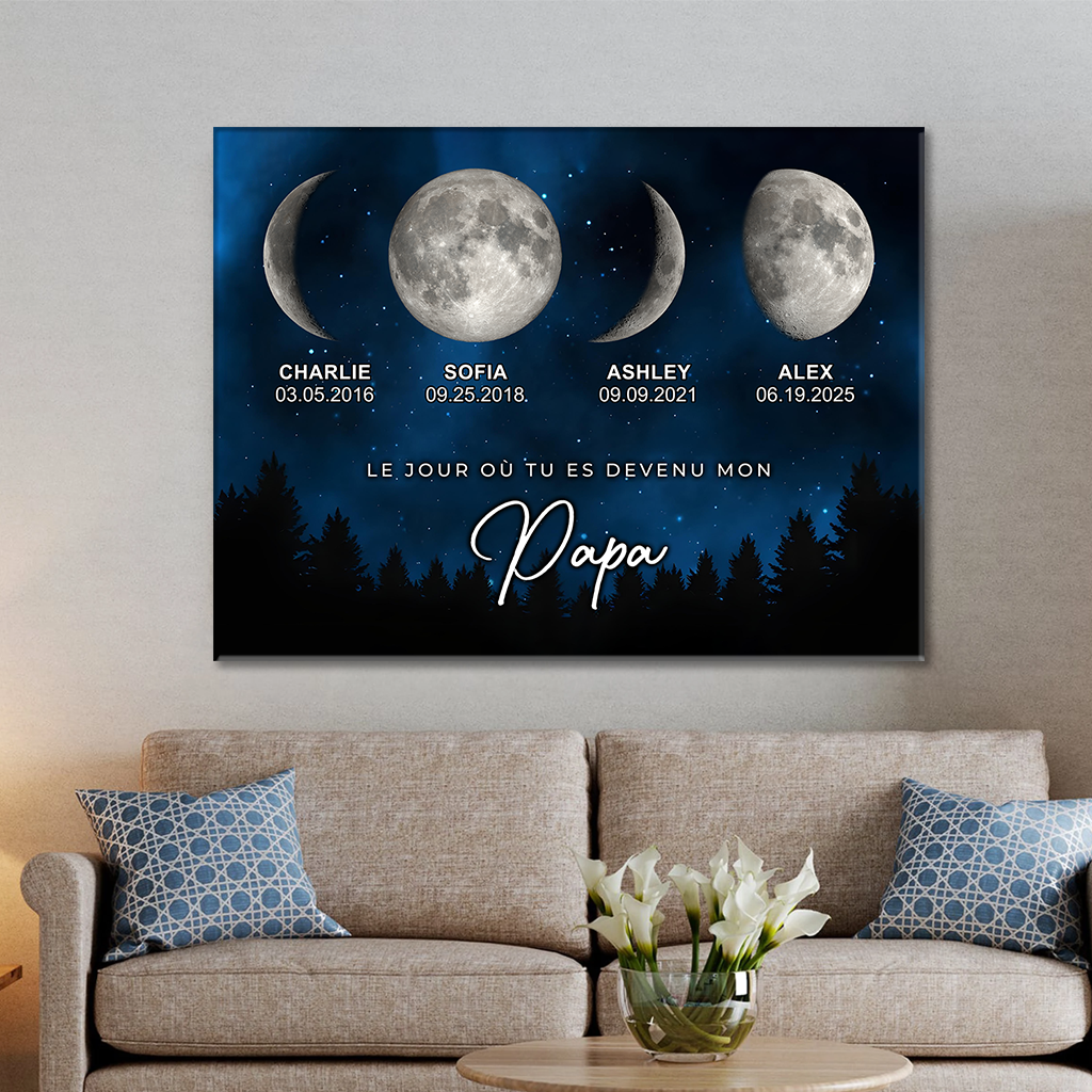 Le Jour Où Tu Es Devenu Mon Papa - Impression Sur Toile Personnalisée - Cadeau Familial