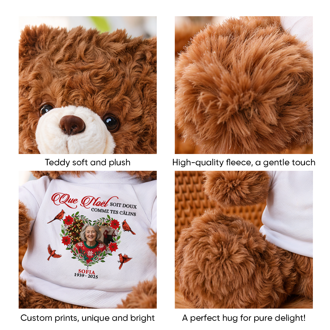 Que Noël Soit Doux Comme Tes Câlins - Ours En Peluche en T-shirt Personnalisé avec Photo
