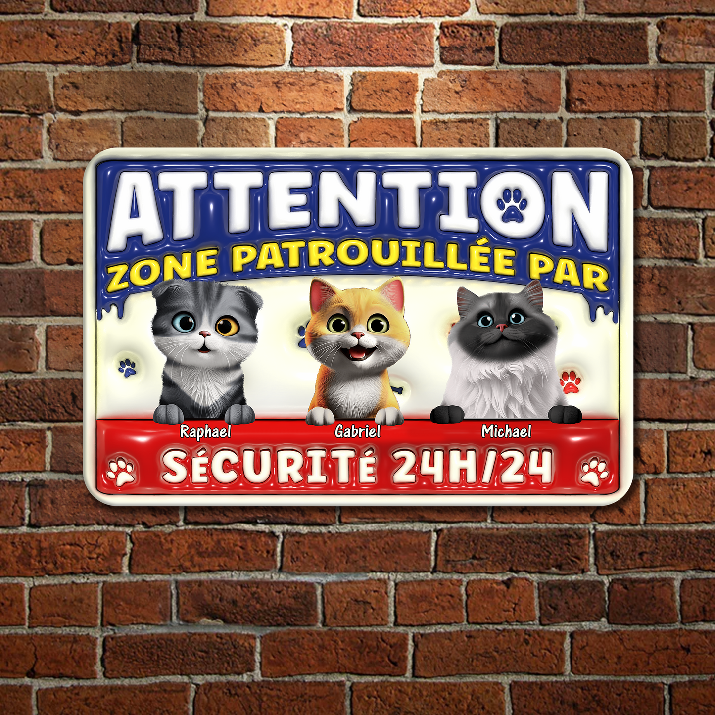 Zone Patrouillée Par Chiens Sécurité 24H/24 - Plaque En Métal Personnalisée