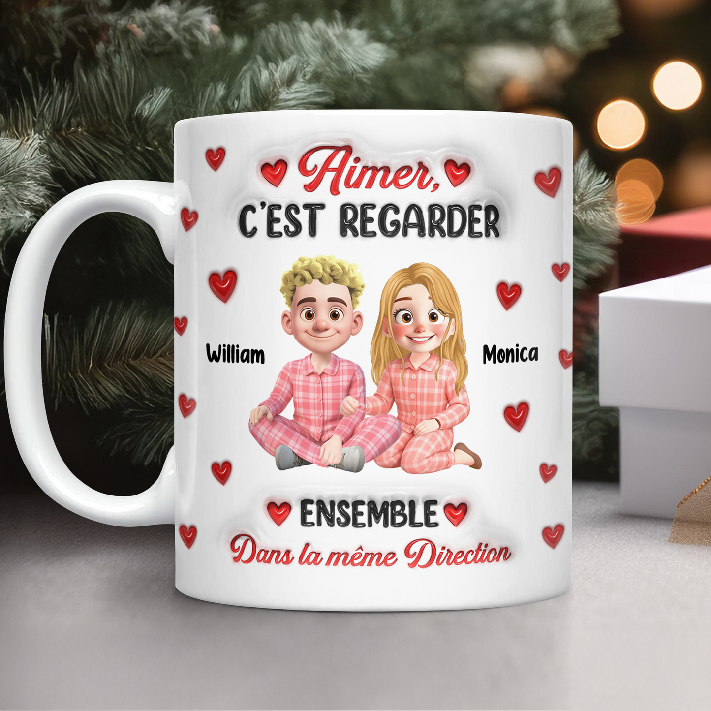 Aimer, C’est Regarder Ensemble Dans La Même Direction - Mug Personnalisé 3D Gonflé Effet