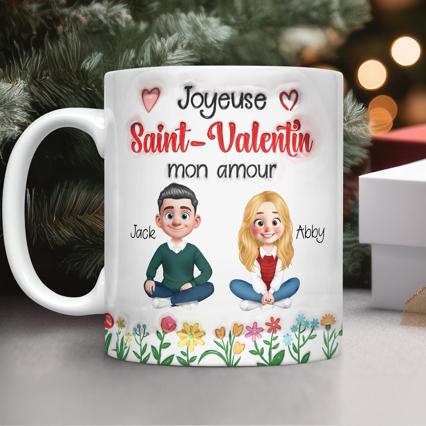 Joyeuse Saint-Valentin Mon Amour 3D Effet- Mug Personnalisé 3D Gonflé Effet
