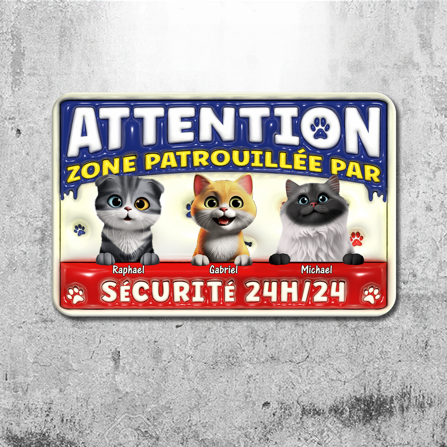 Zone Patrouillée Par Chiens Sécurité 24H/24 - Plaque En Métal Personnalisée