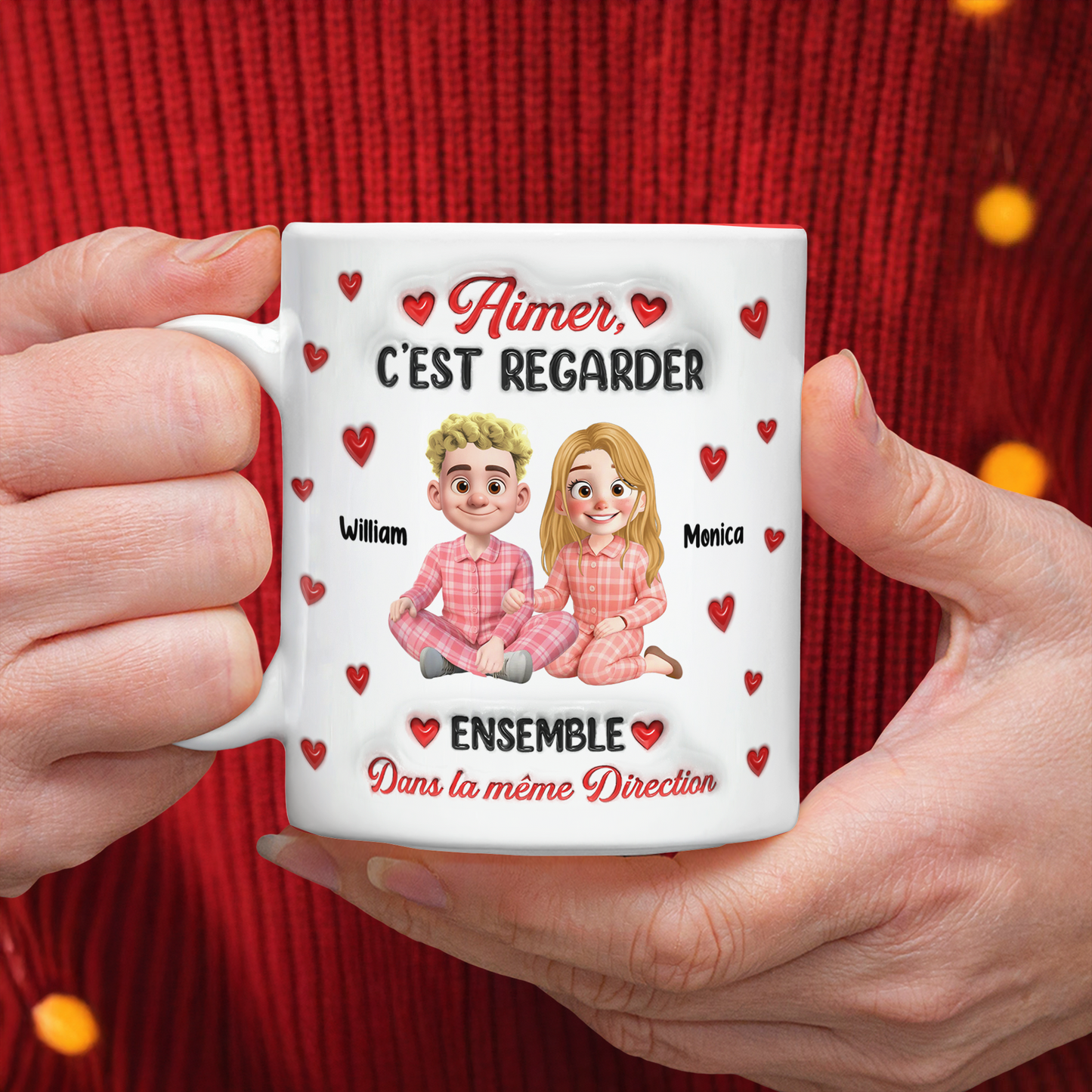 Aimer, C’est Regarder Ensemble Dans La Même Direction - Mug Personnalisé 3D Gonflé Effet