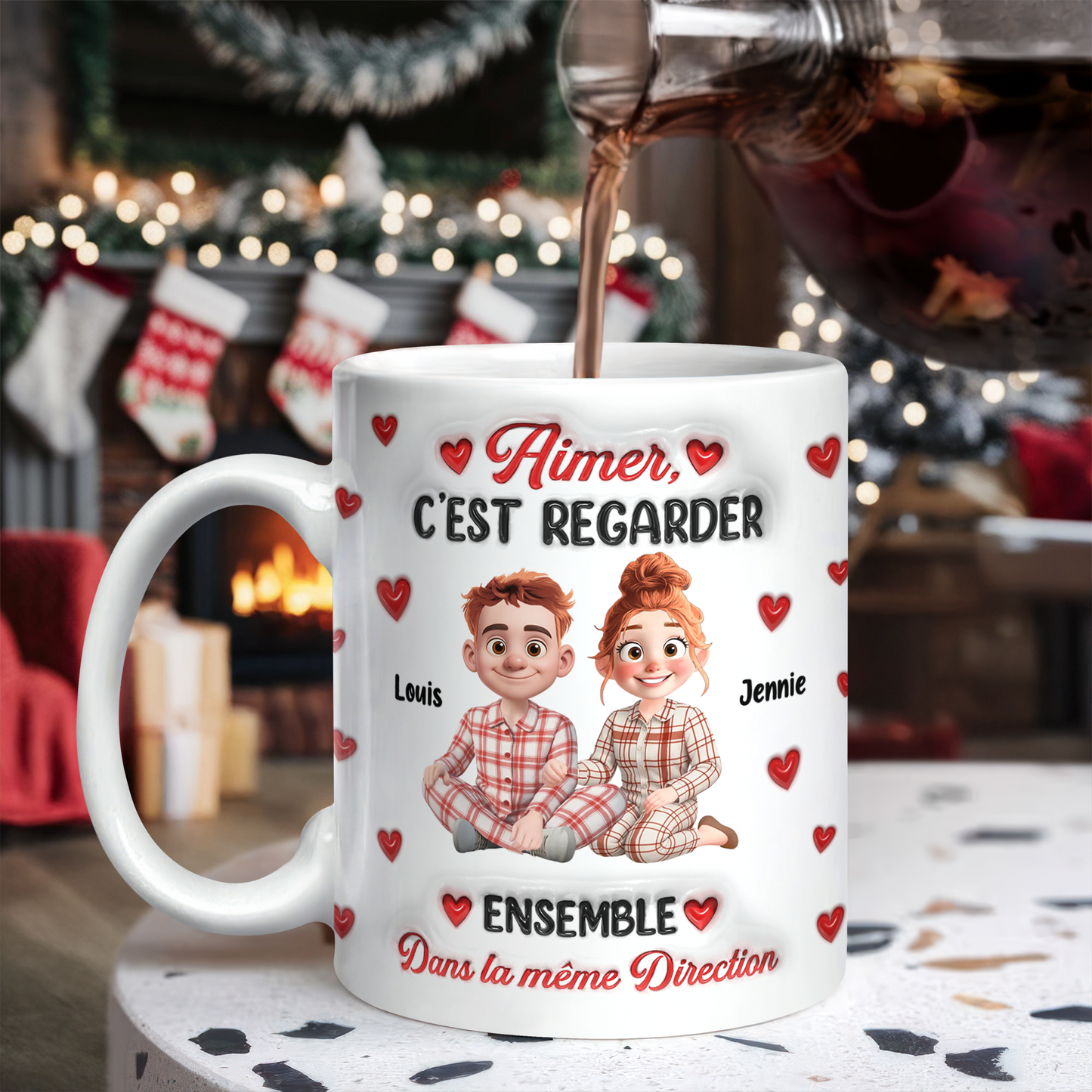 Aimer, C’est Regarder Ensemble Dans La Même Direction - Mug Personnalisé 3D Gonflé Effet