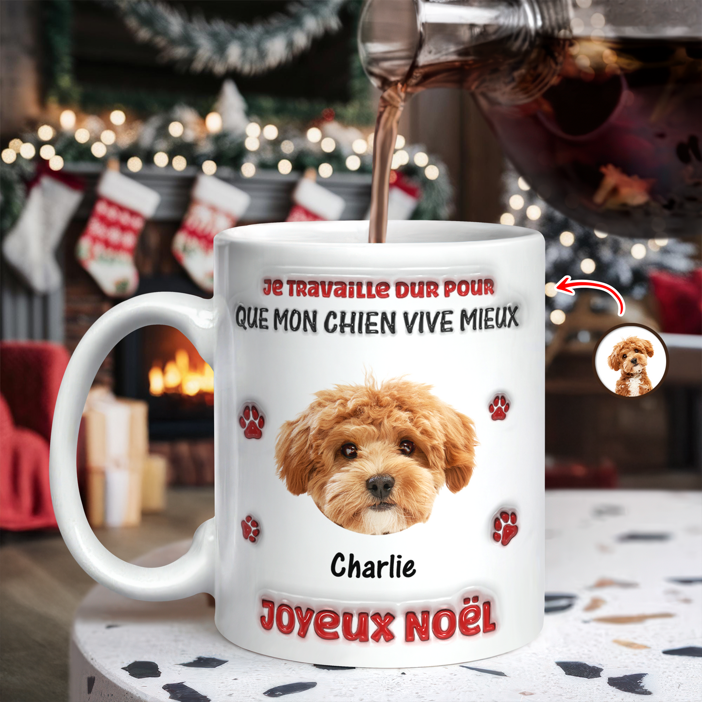 Je Travaille Dur Pour Que Mon Chien Vive Mieux - Mug Personnalisé 3D Gonflé Effet