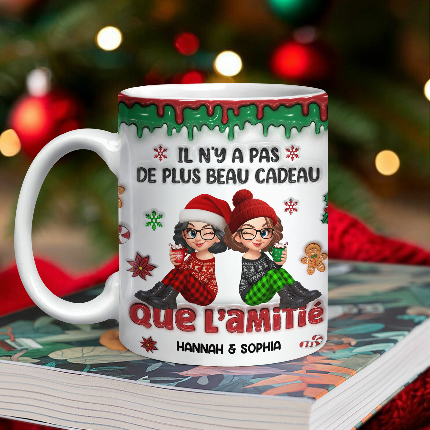 Il N’y A Pas De Plus Beau Cadeau Que L’amitié - Mug Personnalisé 3D Gonflé Effet