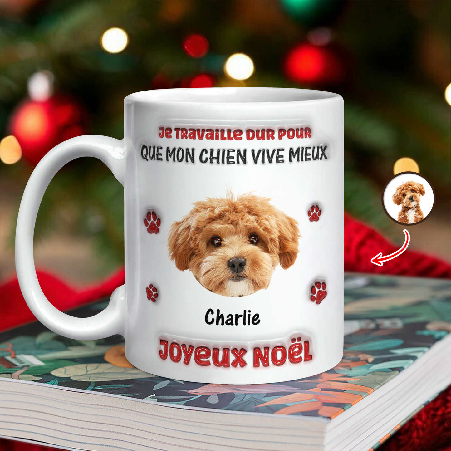 Je Travaille Dur Pour Que Mon Chien Vive Mieux - Mug Personnalisé 3D Gonflé Effet