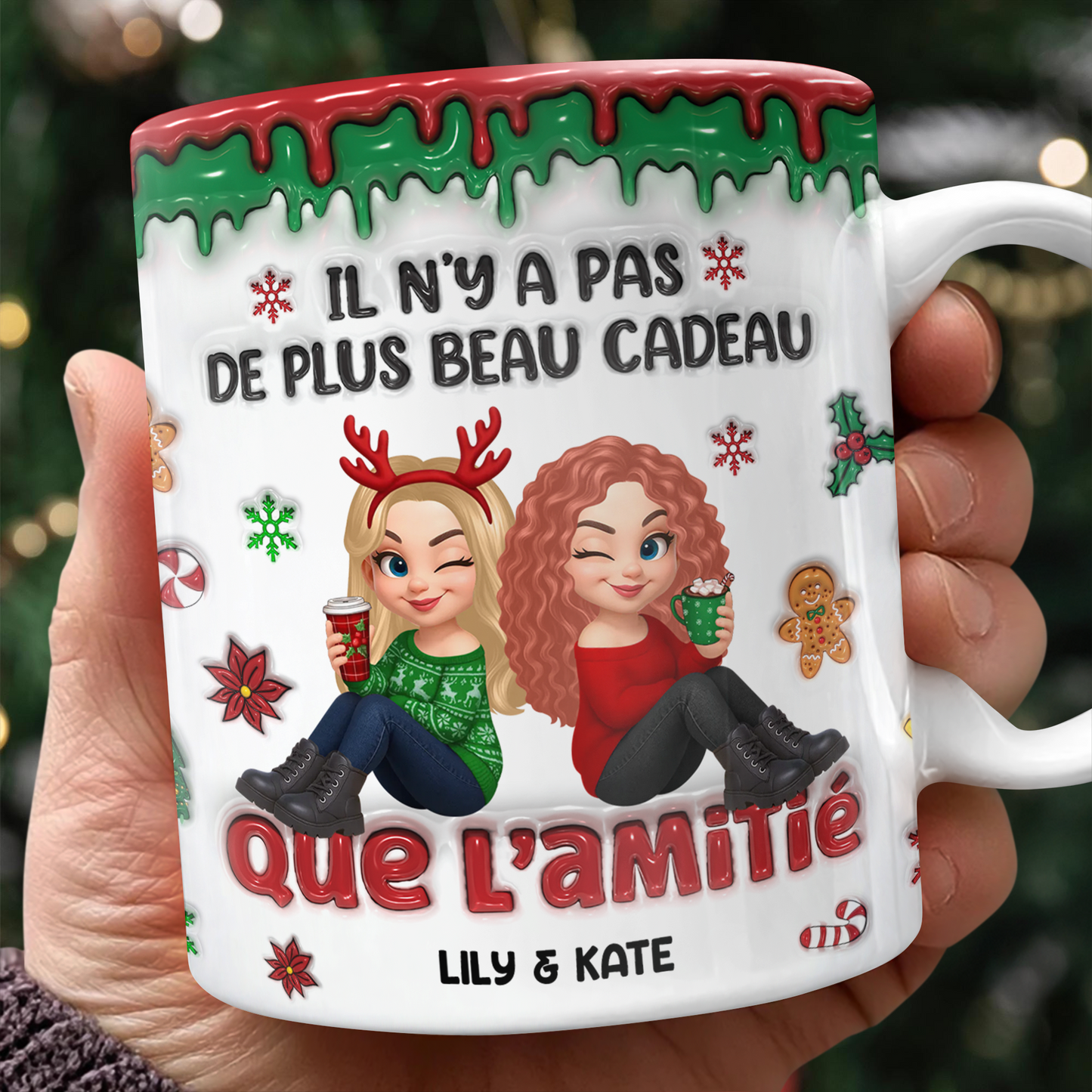 Il N’y A Pas De Plus Beau Cadeau Que L’amitié - Mug Personnalisé 3D Gonflé Effet