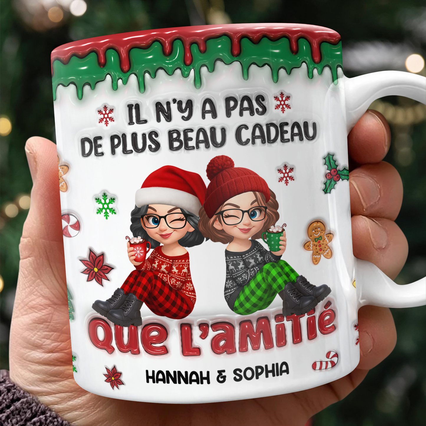 Il N’y A Pas De Plus Beau Cadeau Que L’amitié - Mug Personnalisé 3D Gonflé Effet