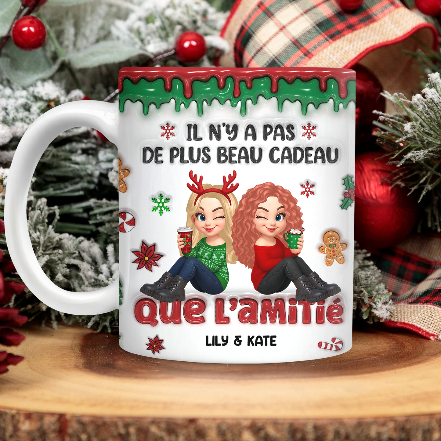 Il N’y A Pas De Plus Beau Cadeau Que L’amitié - Mug Personnalisé 3D Gonflé Effet