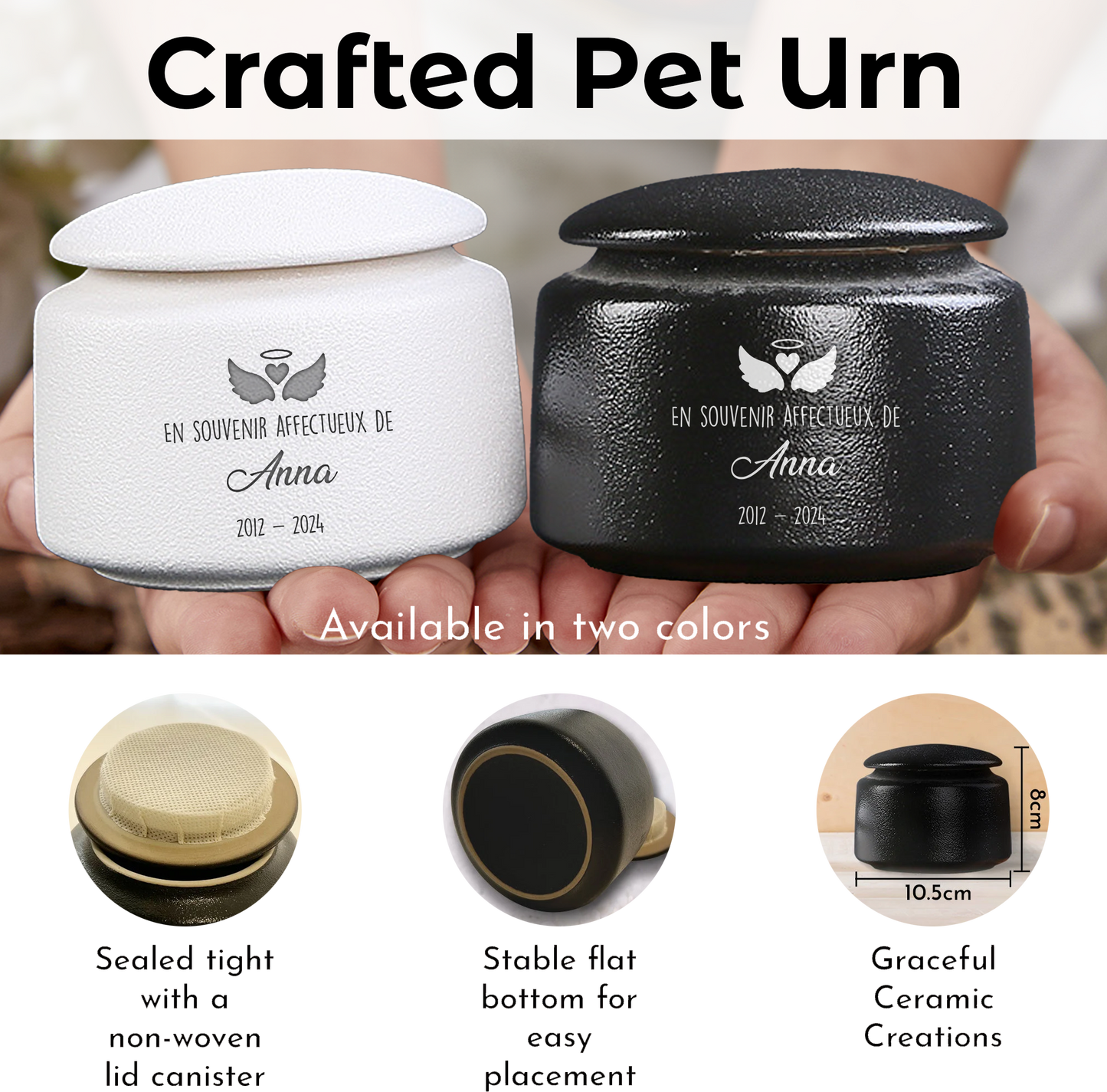 Urne Personnalisée Empreinte de Patte pour Chats - Urne de Crémation Moderne pour Cendres d'Animaux - Cadeaux Commémoratifs pour Animaux de Compagnie