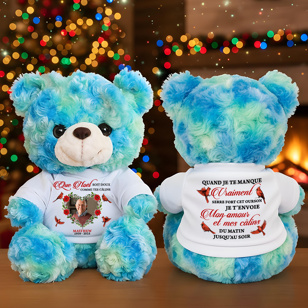 Que Noël Soit Doux Comme Tes Câlins - Ours En Peluche en T-shirt Personnalisé avec Photo