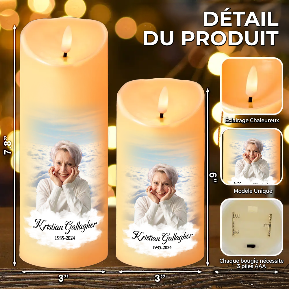 Cette Bougie Brille - Toujours Aimé - Jamais Oublié - Bougie LED Sans Flamme Personnalisée