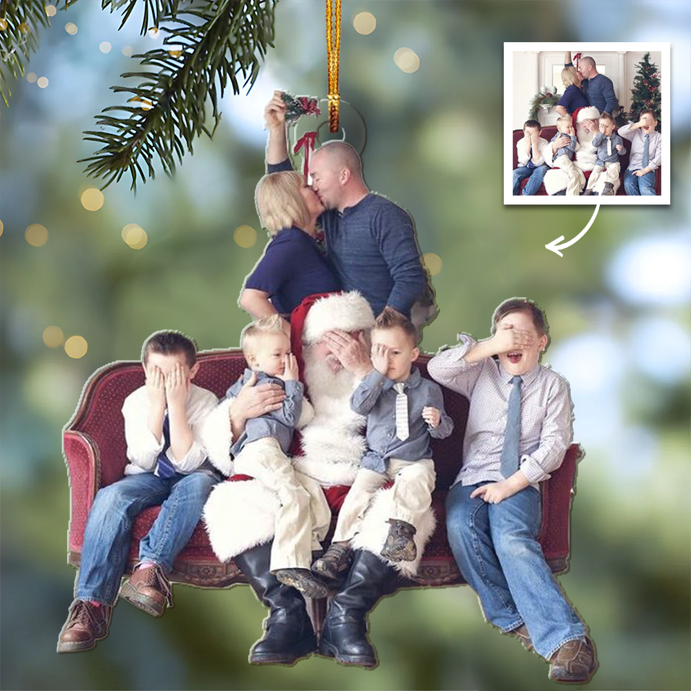 Ornement Personnalisé avec Photo Famille Heureuse pour Toujours - Ornement Acrylique Personnalisé en Forme Spéciale