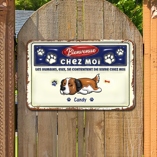 Bienvenue chez moi – Plaque En Métal Personnalisée