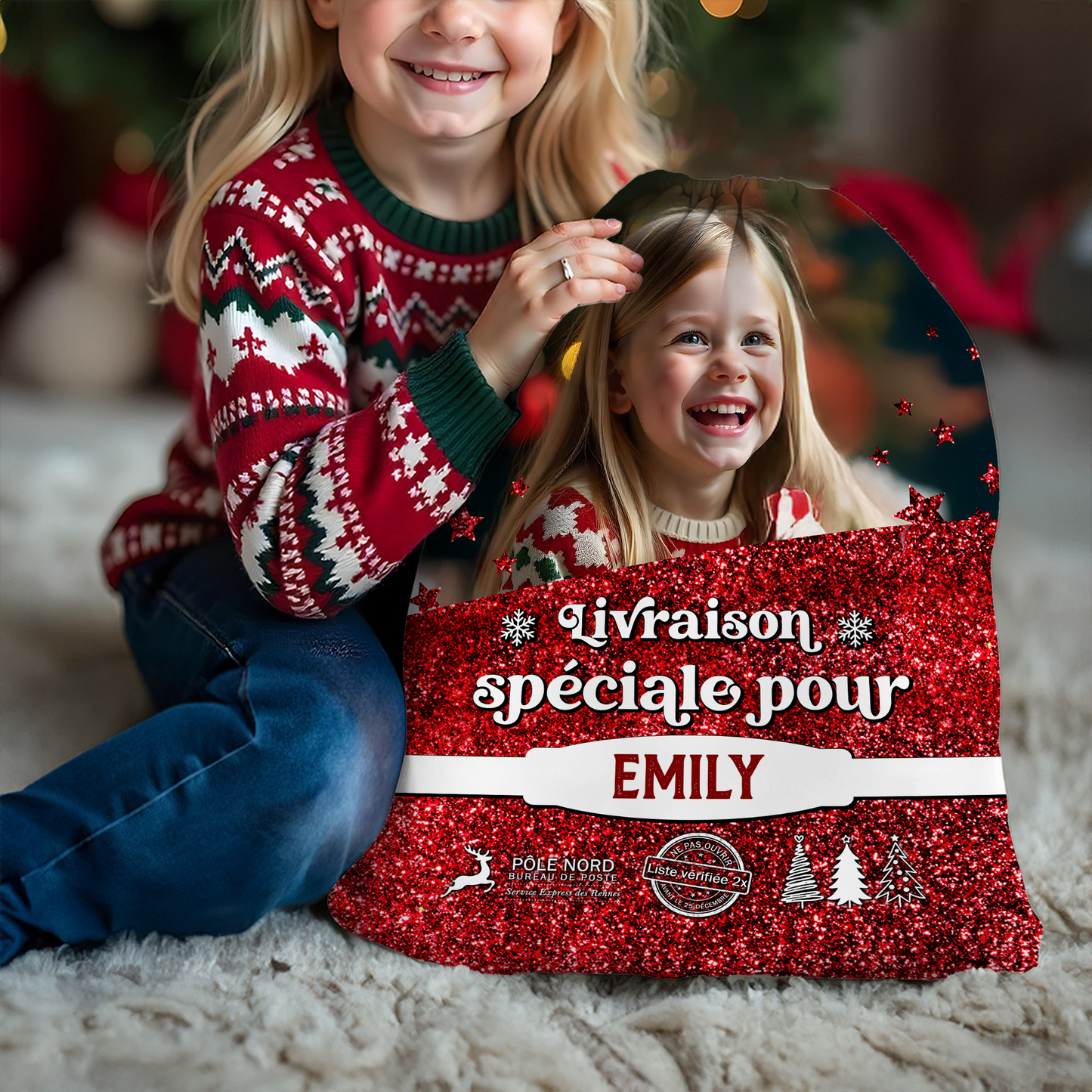 Hottes du Père Noël Personnalisées - Sac Cadeau de Noël Personnalisé avec Nom - Hotte Livraison du Père Noël