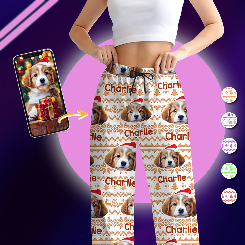 Être Humain - Pyjamas Personnalisés avec Photo de Chien et Chat - Cadeaux De Noël pour Amoureux des Animaux