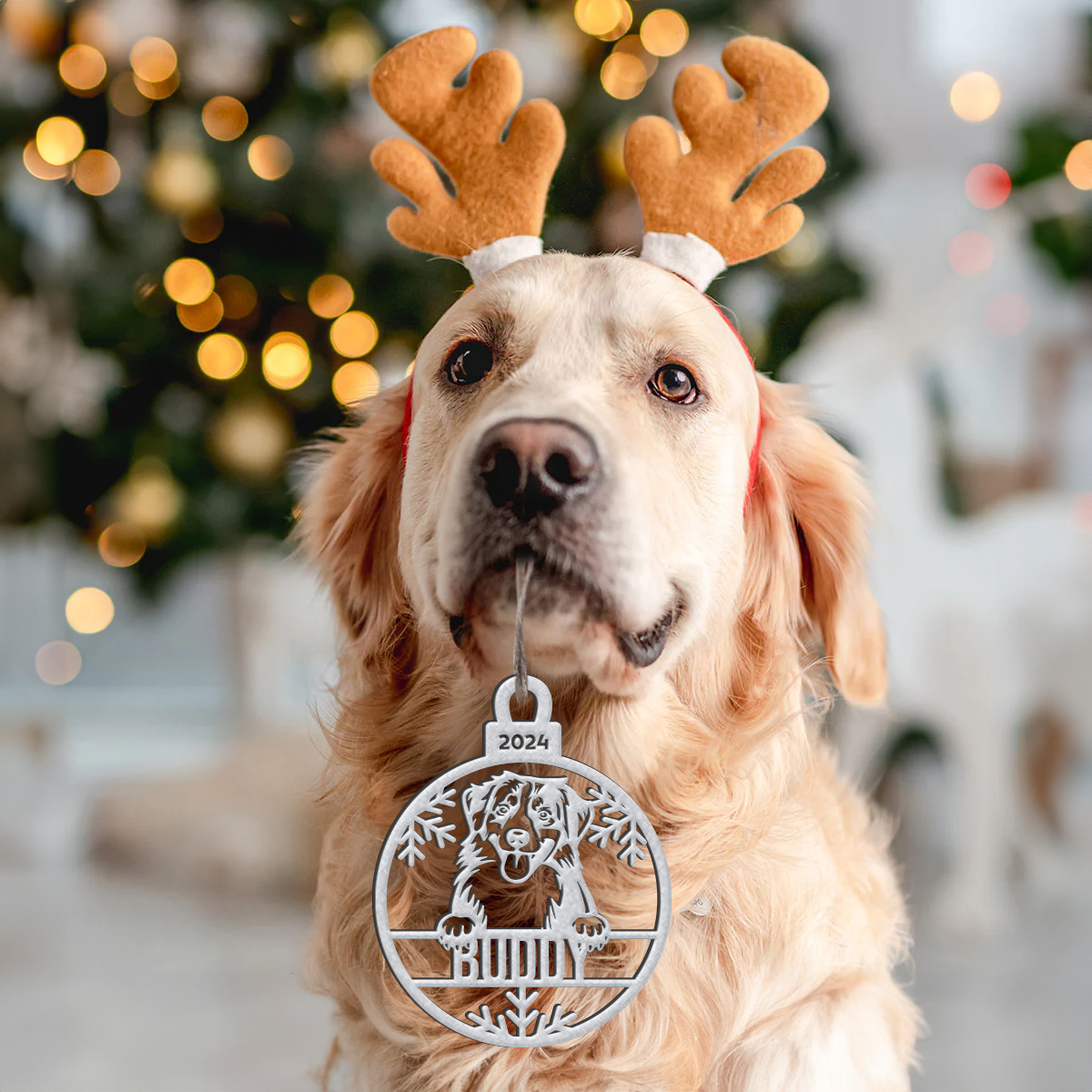 Ornements Personnalisés en Métal pour Animaux de Compagnie - Ornements Sapin de Noël Personnalisés Pour Chien ou Chat - Ornement en Acier Inoxydable