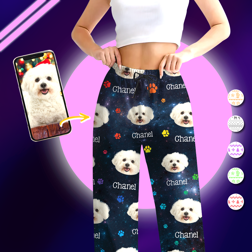 Set Pyjama Galaxie - Pyjama Personnalisé avec Photo Pattes de Chien - Pyjama de Noël