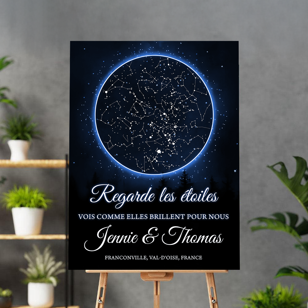Regarde Les Étoiles - Impression Sur Toile Personnalisée - Cadeau Familial