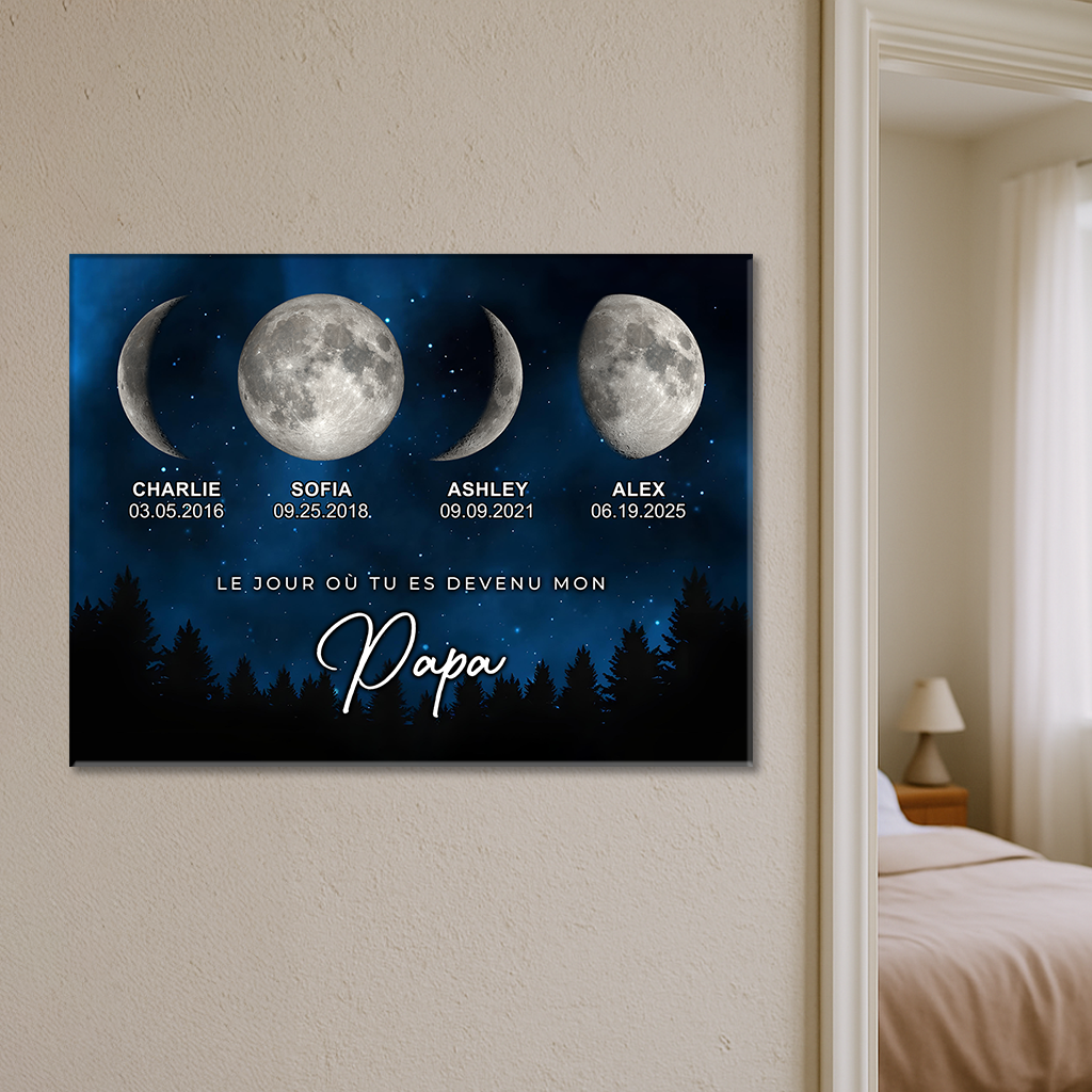 Le Jour Où Tu Es Devenu Mon Papa - Impression Sur Toile Personnalisée - Cadeau Familial