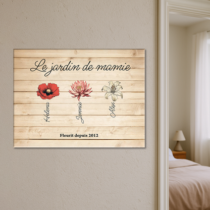 Le Jardin De Mamie - Impression Sur Toile Personnalisée - Cadeau Familial