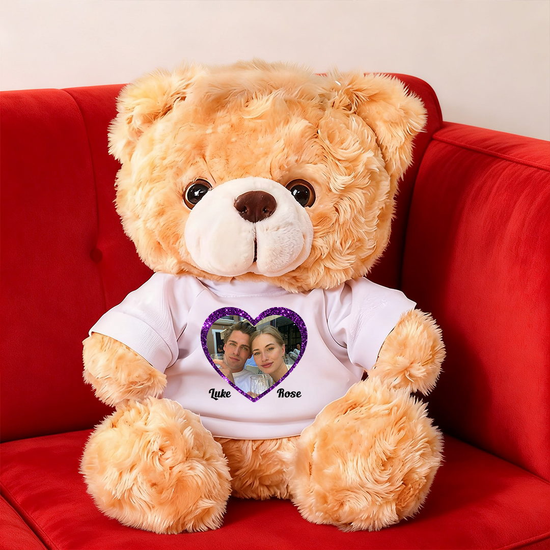 Joyeuse Saint-Valentin Scintiller - Ours En Peluche en T-shirt Personnalisé avec Photo