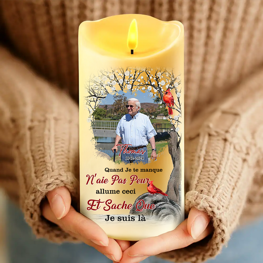 Tu Me Manques  N’aie Pas Peur – Toujours  Aimé  – Jamais Oublié – Bougie LED Personnalisée Sans Famme