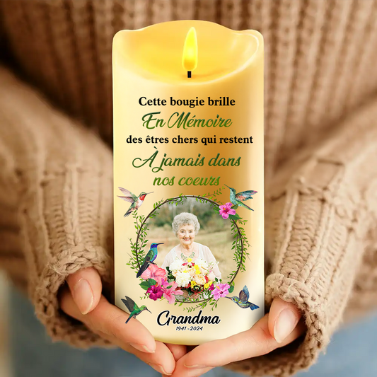 À jamais dans nos cœurs - Toujours Aimé - Jamais Oublié - Bougie LED Sans Flamme Personnalisée