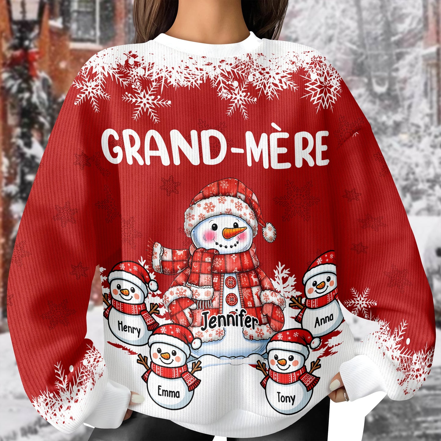 Pull de Noël Moche Personnalisé – Motif Bonhomme De Neige, Drôle Et Original