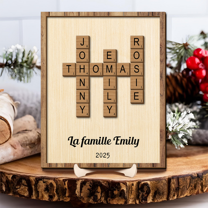 Nom De Famille Personnalisé - Panneau en bois de mots croisés Scrabble - Cadeau personnalisé pour la famille