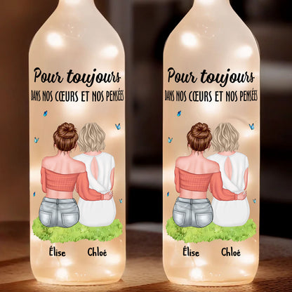 Pour Toujours Dans Nos Cœurs Et Nos Pensées - Bouteille Lumineuse Personnalisée