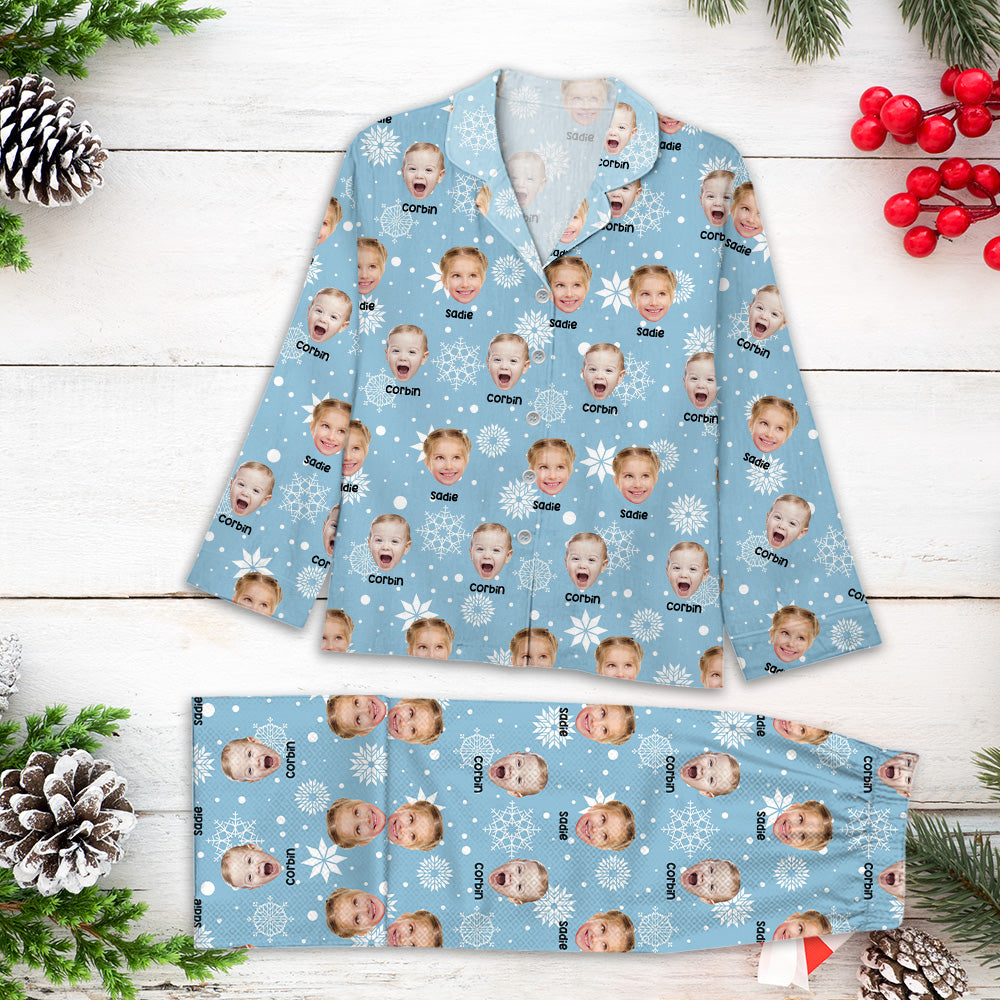 Ensemble de Pyjama Personnalisé avec Photo et Nom - Pyjama de Noël Personnalisé - Chemise de Nuit - Pyjamas Assortis