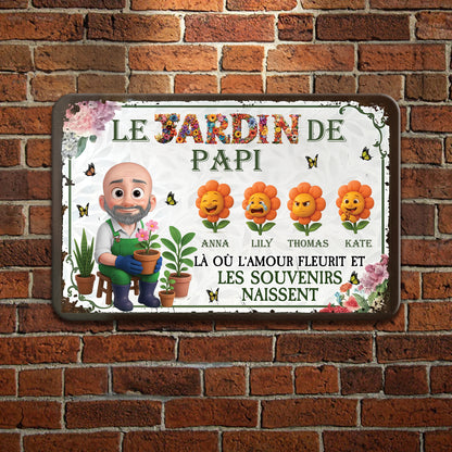 Le Jardin De Papi – Plaque En Métal Personnalisée