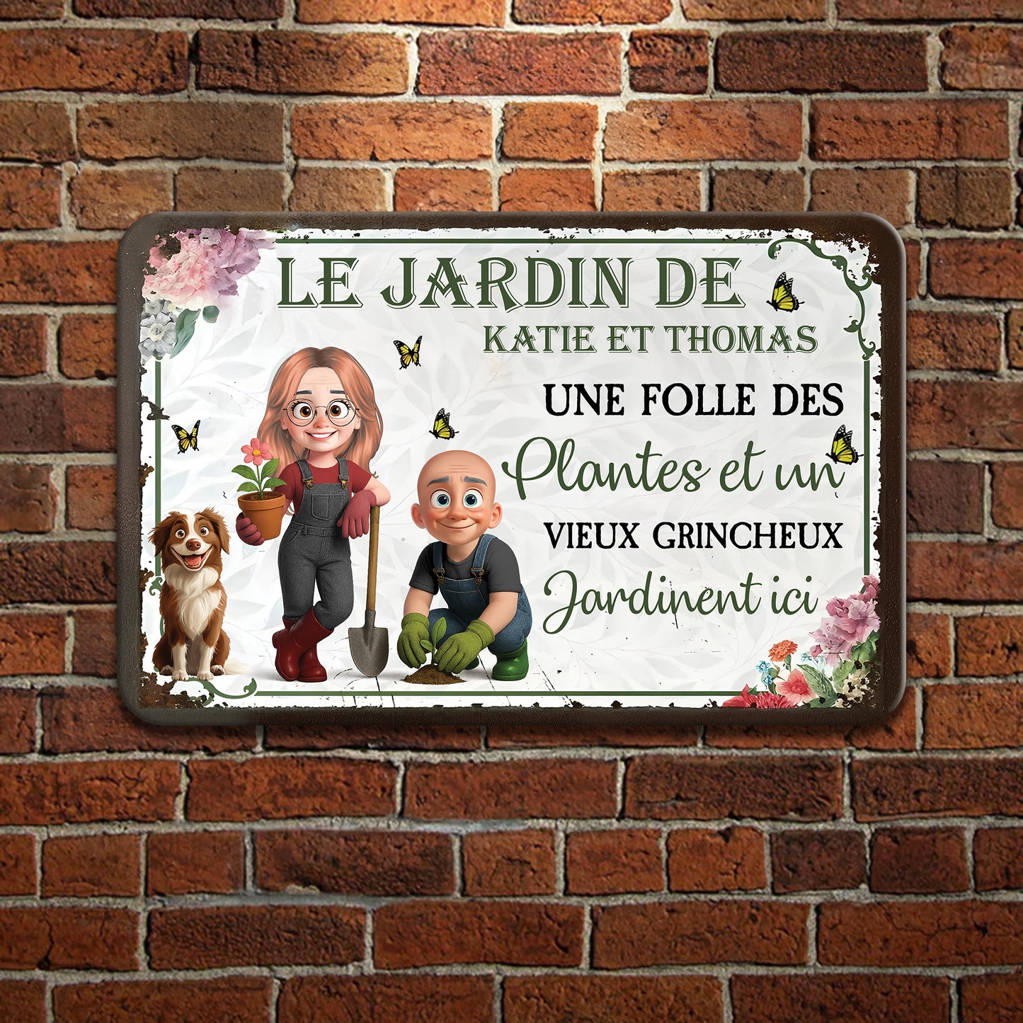 Une Folle Des Plantes Et Un Vieux Grincheux – Plaque En Métal Personnalisée