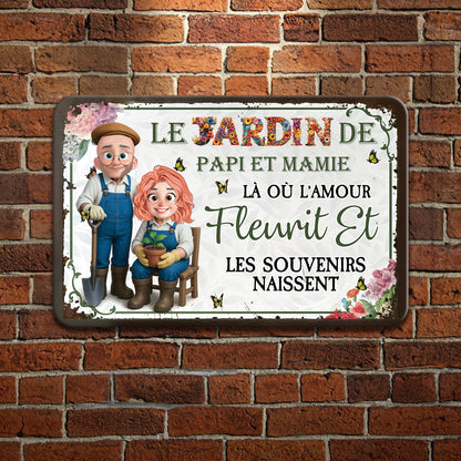 Là Où L'amour Fleurit Et Les Souvenirs Naissent – Plaque En Métal Personnalisée