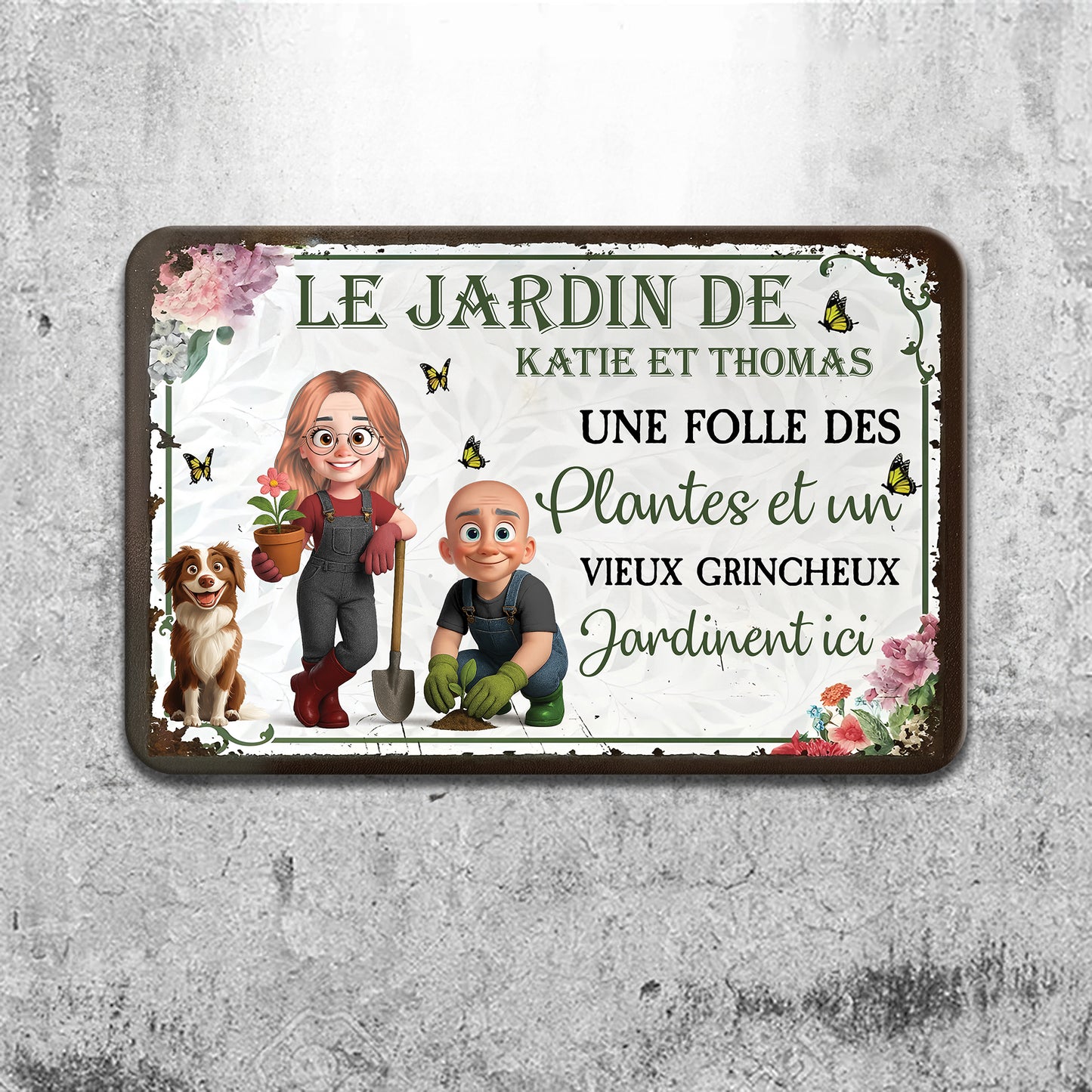 Une Folle Des Plantes Et Un Vieux Grincheux – Plaque En Métal Personnalisée