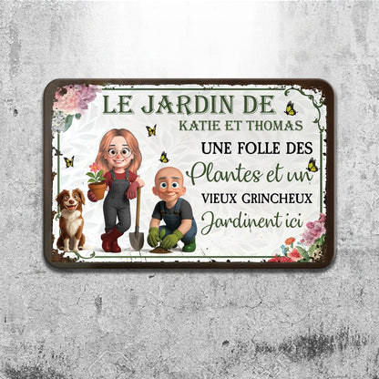 Une Folle Des Plantes Et Un Vieux Grincheux – Plaque En Métal Personnalisée